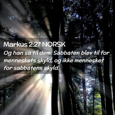 Picture 02 - Markus 2:27 NORSK - Og han sa til dem: Sabbaten blev til for - Bible Verse Picture