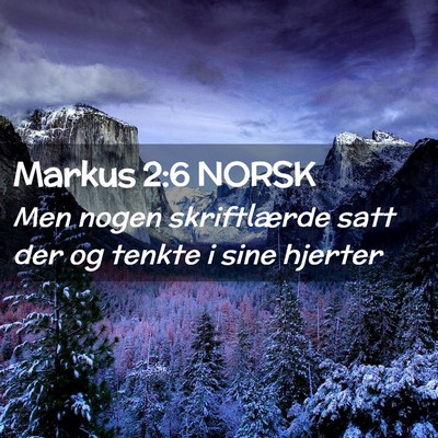 Picture 02 - Markus 2:6 NORSK - Men nogen skriftlærde satt der og tenkte i sine - Bible Verse Picture