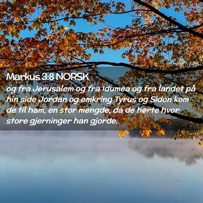 Picture 02 - Markus 3:8 NORSK - og fra Jerusalem og fra Idumea og fra landet på - Bible Verse Picture
