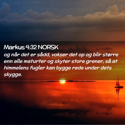 Picture 02 - Markus 4:32 NORSK - og når det er sådd, vokser det op og blir - Bible Verse Picture