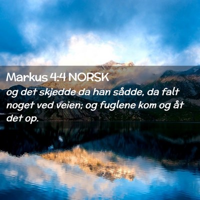 Picture 02 - Markus 4:4 NORSK - og det skjedde da han sådde, da falt noget ved - Bible Verse Picture