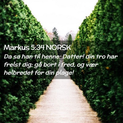 Picture 02 - Markus 5:34 NORSK - Da sa han til henne: Datter! din tro har frelst - Bible Verse Picture