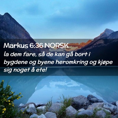 Picture 02 - Markus 6:36 NORSK - la dem fare, så de kan gå bort i bygdene og - Bible Verse Picture