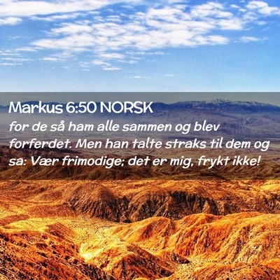 Picture 02 - Markus 6:50 NORSK - for de så ham alle sammen og blev forferdet. Men - Bible Verse Picture