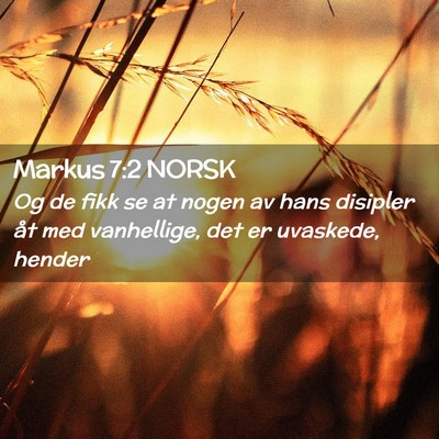 Picture 02 - Markus 7:2 NORSK - Og de fikk se at nogen av hans disipler åt med - Bible Verse Picture
