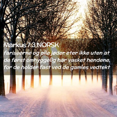 Picture 02 - Markus 7:3 NORSK - fariseerne og alle jøder eter ikke uten at de - Bible Verse Picture
