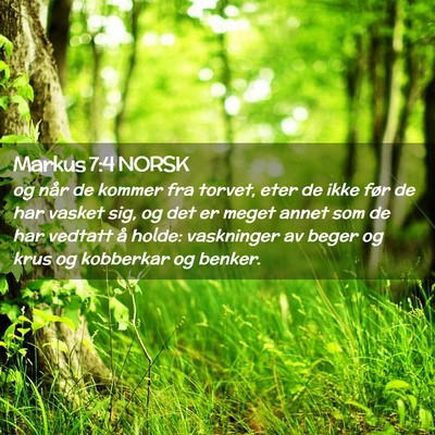 Picture 02 - Markus 7:4 NORSK - og når de kommer fra torvet, eter de ikke før - Bible Verse Picture