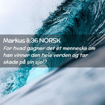 Picture 02 - Markus 8:36 NORSK - For hvad gagner det et menneske om han vinner den - Bible Verse Picture