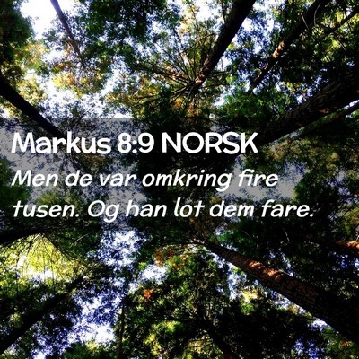 Picture 02 - Markus 8:9 NORSK - Men de var omkring fire tusen. Og han lot dem - Bible Verse Picture