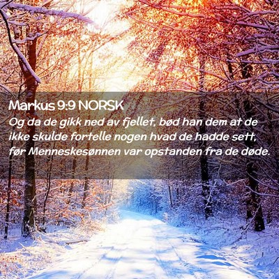 Picture 02 - Markus 9:9 NORSK - Og da de gikk ned av fjellet, bød han dem at de - Bible Verse Picture