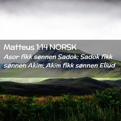 Picture 02 - Matteus 1:14 NORSK - Asor fikk sønnen Sadok; Sadok fikk sønnen Akim; - Bible Verse Picture