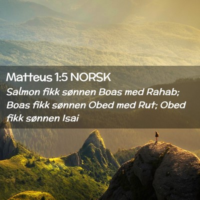 Picture 02 - Matteus 1:5 NORSK - Salmon fikk sønnen Boas med Rahab; Boas fikk - Bible Verse Picture