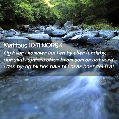 Picture 02 - Matteus 10:11 NORSK - Og hvor I kommer inn i en by eller landsby, der - Bible Verse Picture