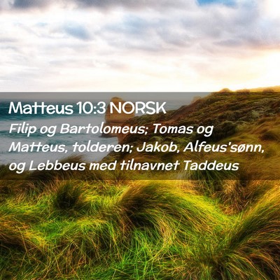 Picture 02 - Matteus 10:3 NORSK - Filip og Bartolomeus; Tomas og Matteus, tolderen; - Bible Verse Picture