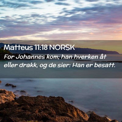 Picture 02 - Matteus 11:18 NORSK - For Johannes kom; han hverken åt eller drakk, og - Bible Verse Picture