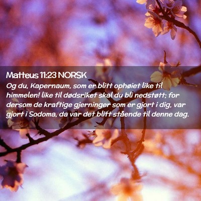 Picture 02 - Matteus 11:23 NORSK - Og du, Kapernaum, som er blitt ophøiet like til - Bible Verse Picture