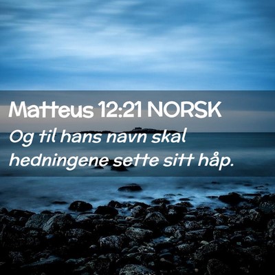 Picture 02 - Matteus 12:21 NORSK - Og til hans navn skal hedningene sette sitt - Bible Verse Picture