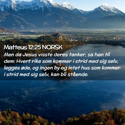 Picture 02 - Matteus 12:25 NORSK - Men da Jesus visste deres tanker, sa han til dem: - Bible Verse Picture