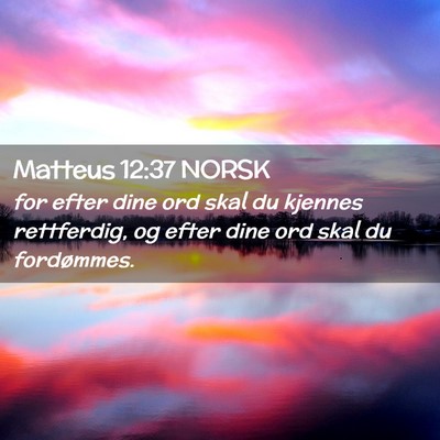Picture 02 - Matteus 12:37 NORSK - for efter dine ord skal du kjennes rettferdig, og - Bible Verse Picture