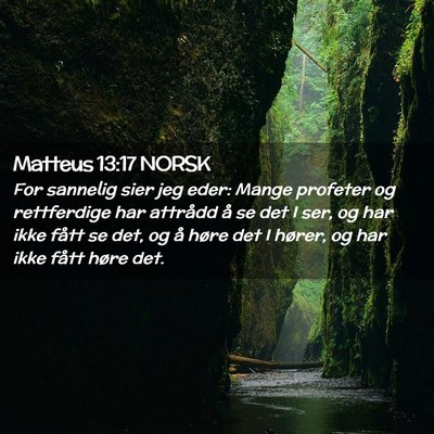 Picture 02 - Matteus 13:17 NORSK - For sannelig sier jeg eder: Mange profeter og - Bible Verse Picture