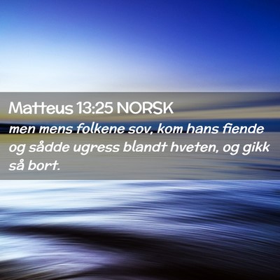 Picture 02 - Matteus 13:25 NORSK - men mens folkene sov, kom hans fiende og sådde - Bible Verse Picture