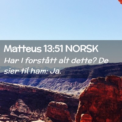 Picture 02 - Matteus 13:51 NORSK - Har I forstått alt dette? De sier til ham: - Bible Verse Picture