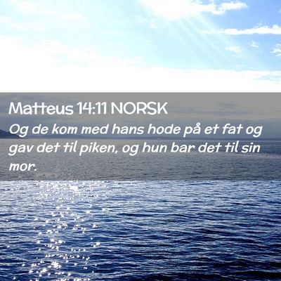 Picture 02 - Matteus 14:11 NORSK - Og de kom med hans hode på et fat og gav det til - Bible Verse Picture