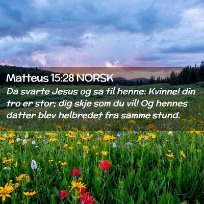 Picture 02 - Matteus 15:28 NORSK - Da svarte Jesus og sa til henne: Kvinne! din tro - Bible Verse Picture
