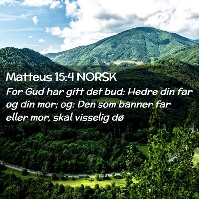 Picture 02 - Matteus 15:4 NORSK - For Gud har gitt det bud: Hedre din far og din - Bible Verse Picture