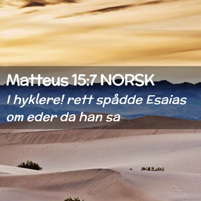 Picture 02 - Matteus 15:7 NORSK - I hyklere! rett spådde Esaias om eder da han - Bible Verse Picture