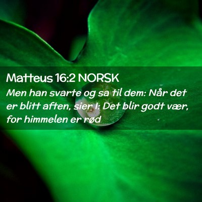 Picture 02 - Matteus 16:2 NORSK - Men han svarte og sa til dem: Når det er blitt - Bible Verse Picture