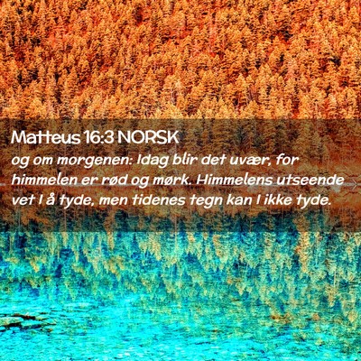 Picture 02 - Matteus 16:3 NORSK - og om morgenen: Idag blir det uvær, for himmelen - Bible Verse Picture