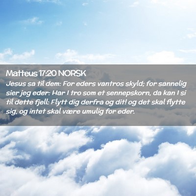 Picture 02 - Matteus 17:20 NORSK - Jesus sa til dem: For eders vantros skyld; for - Bible Verse Picture