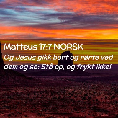 Picture 02 - Matteus 17:7 NORSK - Og Jesus gikk bort og rørte ved dem og sa: Stå - Bible Verse Picture