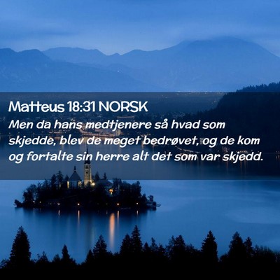 Picture 02 - Matteus 18:31 NORSK - Men da hans medtjenere så hvad som skjedde, blev - Bible Verse Picture