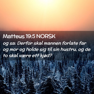 Picture 02 - Matteus 19:5 NORSK - og sa: Derfor skal mannen forlate far og mor og - Bible Verse Picture