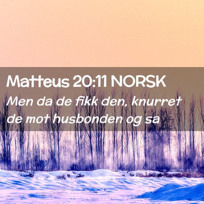 Picture 02 - Matteus 20:11 NORSK - Men da de fikk den, knurret de mot husbonden og - Bible Verse Picture