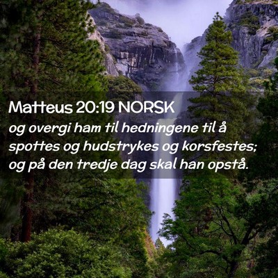 Picture 02 - Matteus 20:19 NORSK - og overgi ham til hedningene til å spottes og - Bible Verse Picture