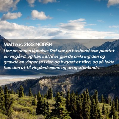 Picture 02 - Matteus 21:33 NORSK - Hør en annen lignelse: Det var en husbond som - Bible Verse Picture