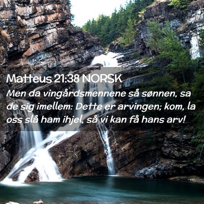 Picture 02 - Matteus 21:38 NORSK - Men da vingårdsmennene så sønnen, sa de sig - Bible Verse Picture