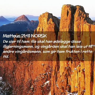 Picture 02 - Matteus 21:41 NORSK - De sier til ham: Ille skal han ødelegge disse - Bible Verse Picture