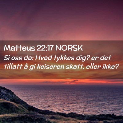 Picture 02 - Matteus 22:17 NORSK - Si oss da: Hvad tykkes dig? er det tillatt å gi - Bible Verse Picture