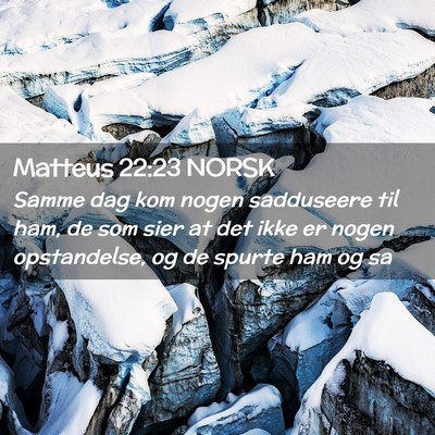 Picture 02 - Matteus 22:23 NORSK - Samme dag kom nogen sadduseere til ham, de som - Bible Verse Picture