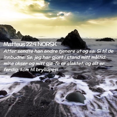 Picture 02 - Matteus 22:4 NORSK - Atter sendte han andre tjenere ut og sa: Si til - Bible Verse Picture