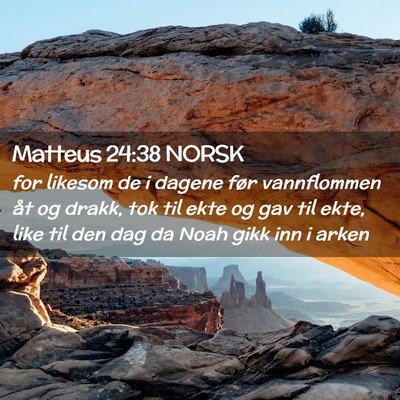 Picture 02 - Matteus 24:38 NORSK - for likesom de i dagene før vannflommen åt og - Bible Verse Picture