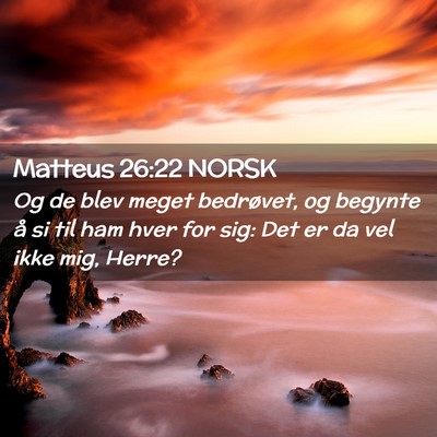 Picture 02 - Matteus 26:22 NORSK - Og de blev meget bedrøvet, og begynte å si til - Bible Verse Picture