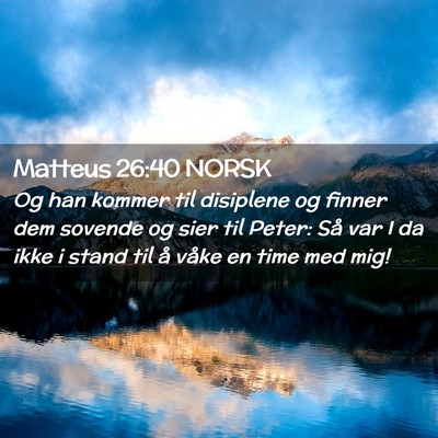 Picture 02 - Matteus 26:40 NORSK - Og han kommer til disiplene og finner dem sovende - Bible Verse Picture