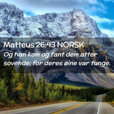 Picture 02 - Matteus 26:43 NORSK - Og han kom og fant dem atter sovende; for deres - Bible Verse Picture