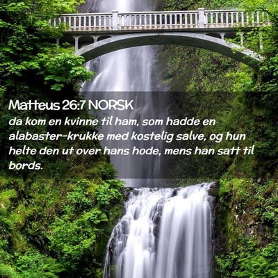 Picture 02 - Matteus 26:7 NORSK - da kom en kvinne til ham, som hadde en - Bible Verse Picture