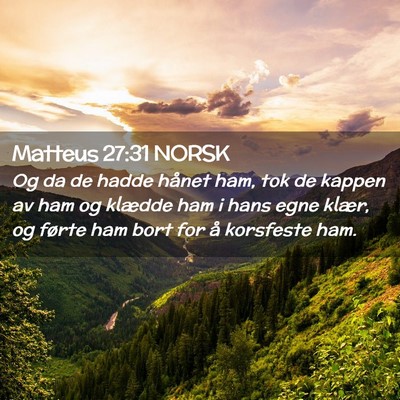 Picture 02 - Matteus 27:31 NORSK - Og da de hadde hånet ham, tok de kappen av ham - Bible Verse Picture